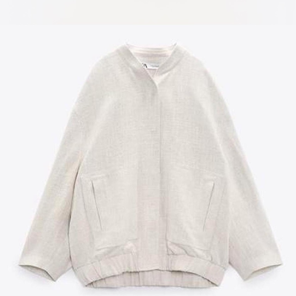 NWT Zara lightweight linen bomber jacket oversized